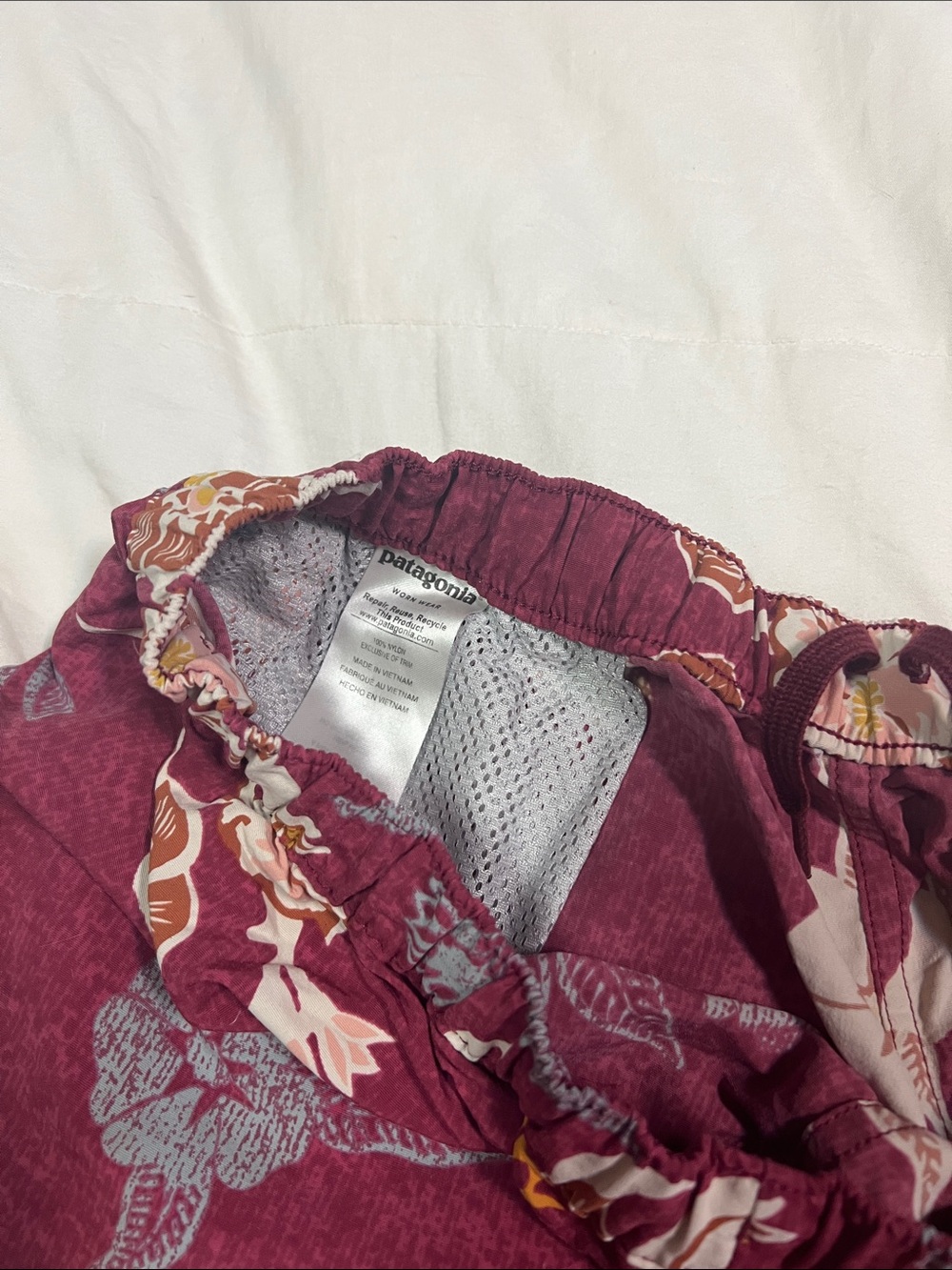 Patagonia Women's Floral Athletic Shorts in Deep Berry - Picture 5 of 6